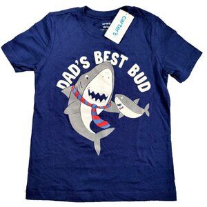 Carter's Dad's Best Bud Shark T-Shirt Toddler 4T Blue Tee Shirt Short Sleeve